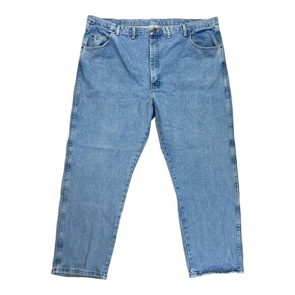 Wrangler Rugged Wear Jeans Mens 48x30 Tag* Straight Medium Wash Denim Work Pants - Picture 1 of 9